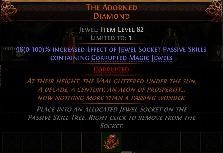 MMOJUGG Path of Exile 2 THE ADORNED DIAMOND#934593 Details View of Item Function and Use
